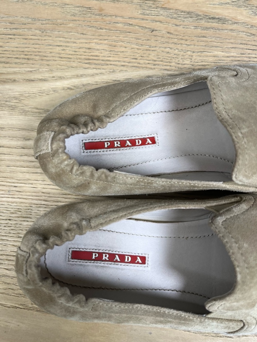 PRADA Saint Tropez Espadrille Slip On Platform Sneakers Tan Suede Size 7.5 - Picture 11 of 11